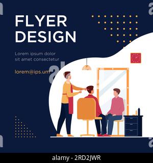 Interno salone di bellezza maschile parrucchiere Illustrazione Vettoriale