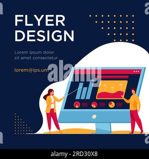 Professionisti che analizzano i grafici sul monitor del computer Illustrazione Vettoriale