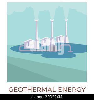 Energia geotermica, usando acqua per generare vettore di potenza Illustrazione Vettoriale