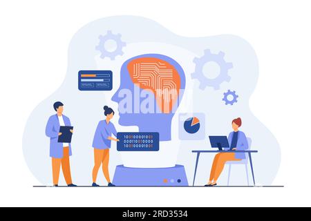Scienziati che studiano le connessioni neurali Illustrazione Vettoriale