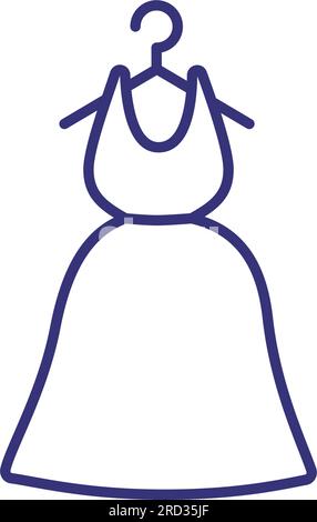 Icona della linea di lavaggio a secco. Vestito, appendiabiti Illustrazione Vettoriale