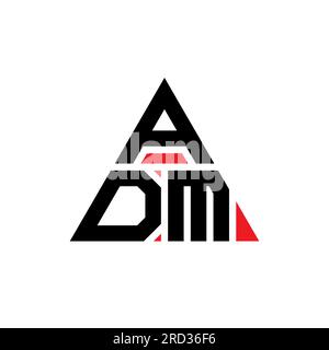 Logo ADM triangolare a lettere con forma triangolare. Monogramma di design con logo triangolare ADM. Modello logo vettoriale triangolare ADM di colore rosso. ADM triangul Illustrazione Vettoriale
