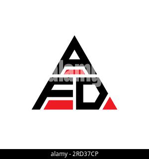 Logo AFD triangolare a lettere con forma triangolare. Monogramma di design con logo triangolare AFD. Modello con logo vettoriale triangolare AFD di colore rosso. AFD triangul Illustrazione Vettoriale