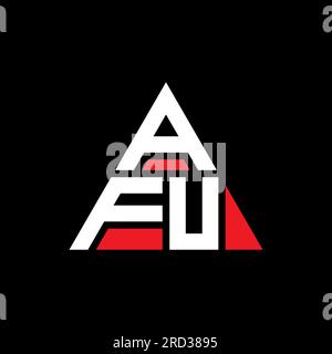 Logo AFU triangolare a lettere con forma triangolare. Monogramma di design con logo triangolare AFU. Modello di logo vettoriale a triangolo AFU di colore rosso. AFU triangul Illustrazione Vettoriale