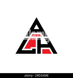 Logo ALH triangolare a lettere con forma triangolare. Monogramma di design con logo triangolare ALH. Modello logo vettoriale triangolare ALH di colore rosso. ALH triangul Illustrazione Vettoriale