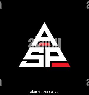 Logo ASP triangolare a lettere con forma triangolare. Monogramma di design con logo triangolare ASP. Modello di logo vettoriale a triangolo ASP di colore rosso. ASP triangul Illustrazione Vettoriale