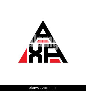 Logo AXA a lettera triangolare con forma triangolare. Monogramma di design con logo a triangolo AXA. Modello con logo vettoriale a triangolo AXA di colore rosso. AXA triangul Illustrazione Vettoriale