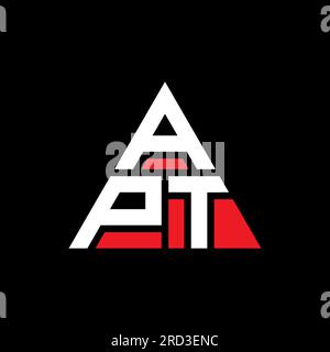 Logo triangolare APT con forma a triangolo. Monogramma con logo triangolare APT. Modello di logo vettoriale triangolare APT di colore rosso. APT triangul Illustrazione Vettoriale