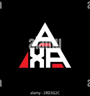 Logo AXA a lettera triangolare con forma triangolare. Monogramma di design con logo a triangolo AXA. Modello con logo vettoriale a triangolo AXA di colore rosso. AXA triangul Illustrazione Vettoriale