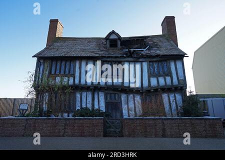 Architettura esterna e design del Potter Cottage, casa della famiglia Potter - studio Warner bros, The Making of Harry potter - Leavesden, Regno Unito Foto Stock