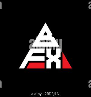 Logo BFX a lettere triangolari con forma triangolare. Monogramma del design del logo del triangolo BFX. Modello di logo vettoriale a triangolo BFX di colore rosso. BFX triangul Illustrazione Vettoriale