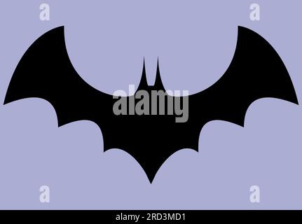 Pipistrello, pipistrello nero, illustrazione pipistrello, colori nero e viola, adatto per poster e cartoline di Halloween, icona e segno, ottimo per i social media Foto Stock