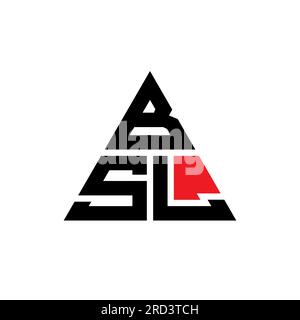 Logo BSL triangolare a lettera con forma triangolare. Monogramma di design con logo triangolare BSL. Modello con logo vettoriale a triangolo BSL di colore rosso. BSL triangul Illustrazione Vettoriale