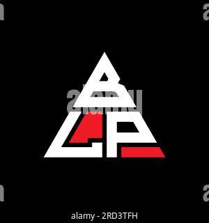 Logo BLP a lettere triangolari con forma triangolare. Monogramma di design con logo triangolare BLP. Modello di logo vettoriale triangolare BLP di colore rosso. BLP triangul Illustrazione Vettoriale