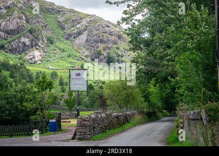 Woolpack Inn, vicino a Hardknott Pass, Eskdale, Cumbria Foto Stock