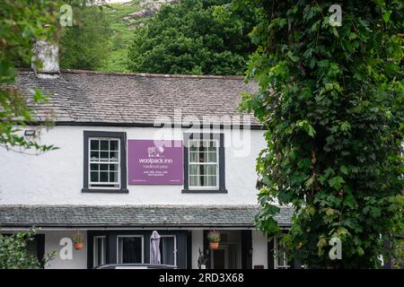 Woolpack Inn, vicino a Hardknott Pass, Eskdale, Cumbria Foto Stock