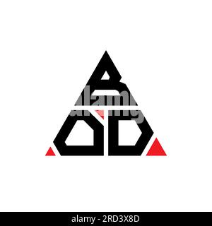 Logo BOD triangolare a lettere con forma triangolare. Monogramma di design con logo triangolare BOD. Modello di logo vettoriale BOD triangolare di colore rosso. BOD triangul Illustrazione Vettoriale