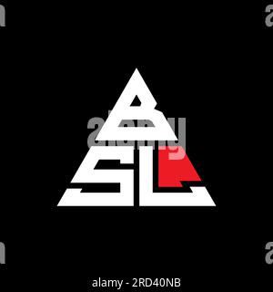 Logo BSL triangolare a lettera con forma triangolare. Monogramma di design con logo triangolare BSL. Modello con logo vettoriale a triangolo BSL di colore rosso. BSL triangul Illustrazione Vettoriale