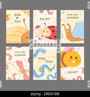 Set di volantini estivi Illustrazione Vettoriale