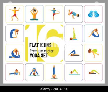 Set di icone yoga Illustrazione Vettoriale