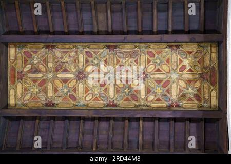 Soffitto a cassettoni in legno, Chiesa Monastero di Santa Margarita, centro di storia e cultura militare delle baleari, Palma, Maiorca, Isola delle Baleari Foto Stock