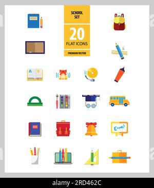 Icone scuola impostate Illustrazione Vettoriale