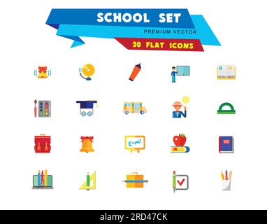 Icone scuola impostate Illustrazione Vettoriale