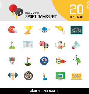 Set di icone dei giochi sportivi Illustrazione Vettoriale