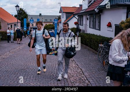 Båstad, Svezia. 07 18 2023. Casper Ruud in movimento per l'allenamento. Daniel Bengtsson. Daniel Bengtsson Foto Stock