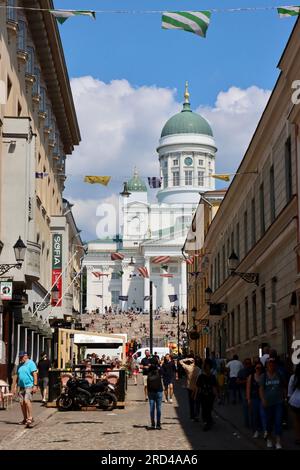 Cattedrale di Helsinki (Tuomiokirkko) progettata da Carl Ludvig Engel in Piazza del Senato nel centro di Helsinki, Finlandia Foto Stock