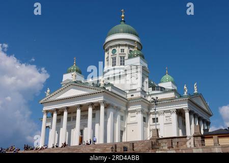 Cattedrale di Helsinki (Tuomiokirkko) progettata da Carl Ludvig Engel in Piazza del Senato nel centro di Helsinki, Finlandia Foto Stock