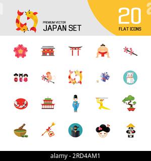 Set di icone per il Giappone Illustrazione Vettoriale