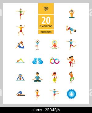 Set di icone yoga Illustrazione Vettoriale