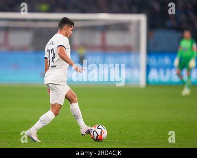 Perth, Australia. 18 luglio 2023. Australia, Perth, 18 luglio 2023: Manor Solomon (72 Tottenham) controlla la palla durante la partita di calcio amichevole internazionale tra Tottenham Hotspur e West Ham United all'Optus Stadium di Perth, Australia (Daniela Porcelli/SPP) credito: SPP Sport Press Photo. /Alamy Live News Foto Stock