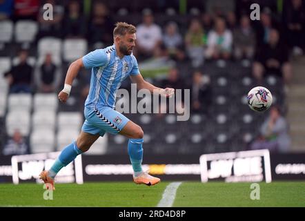 Matthew Godden di Coventry City durante la partita amichevole pre-stagionale al New Lawn Stadium, Nailsworth. Data foto: Martedì 18 luglio 2023. Foto Stock