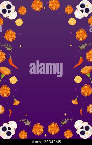 Il giorno del cranio della cornice morta e delle calendule , il pane dei morti .dia de los muertos illustrazione vettoriale Illustrazione Vettoriale