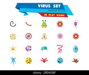 Icone virus impostate Illustrazione Vettoriale