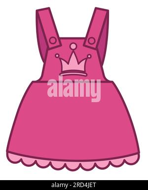 Abito rosa alla moda per ragazze, abiti per bambini Illustrazione Vettoriale