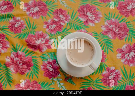 tazza a strato piatto di caffè Foto Stock