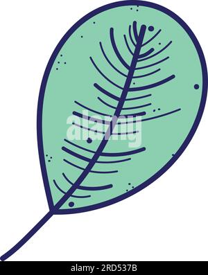 Icona di schizzo a foglia naturale colorata isolata Vector Illustrazione Vettoriale