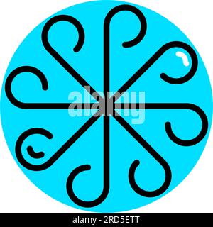 Icona dell'etere Ayurveda segno vettoriale sottile isolato su bianco. Icona elemento Ayurveda, icona dosha ayurveda. Tipi di corpo ayurvedico vata, pitta, kapha Illustrazione Vettoriale
