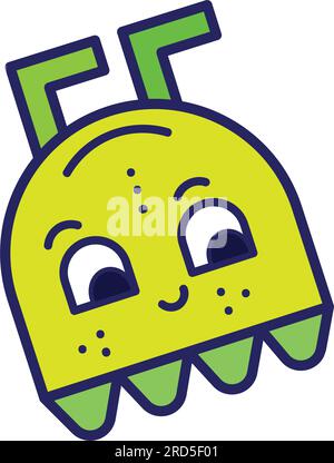 Icona di schizzo del personaggio del robot colorato isolato Vector Illustrazione Vettoriale