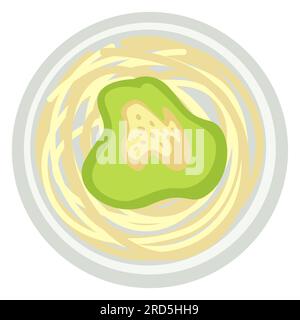 Pesto con spaghetti o tagliatelle con salsa all'avocado Illustrazione Vettoriale