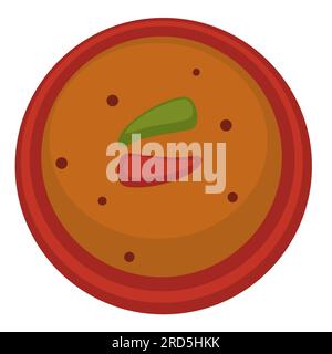 Zuppa di gazpacho o di pomodoro con vettore peperoncino Illustrazione Vettoriale