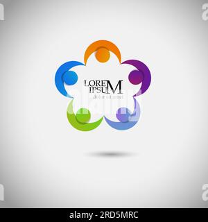 Comunità di persone che si sono unite in tutto il mondo. Logo per aziende, tecnologia, Corporation. Illustrazione vettoriale Illustrazione Vettoriale