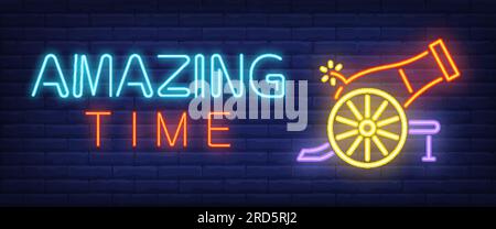 Banner in stile neon per il tempo Illustrazione Vettoriale