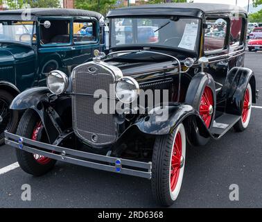 Una Ford Model T del 1931 in mostra in una mostra di automobili a Homestead, Pennsylvania, Stati Uniti Foto Stock