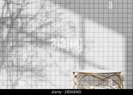 Sfondo semplice monotono con vasi, ombre degli alberi e luce naturale. Foto Stock