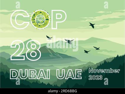 COP 28 Emirati Arabi Uniti - Novembre 2023 - Vertice internazionale delle Nazioni Unite sul clima Illustrazione Vettoriale