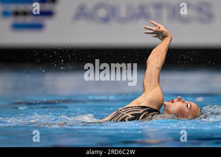 Viktoria Reichova della Slovacchia compete in solo donne libere preliminare durante il 20 ° Campionato Mondiale di Aquatics alla Marine Messe Hall A in F Foto Stock